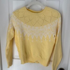 LOFT Yellow and White Patterned Sweater